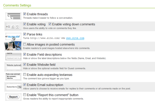 IntenseDebate Comment Settings.
