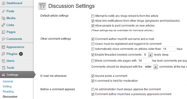 WordPress dashboard.