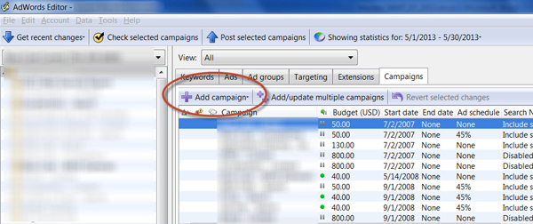 Create a new campaign by clicking the 