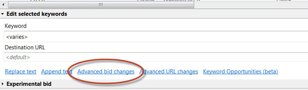 AdWords Editor features a bulk bid change.