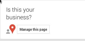 âIs this your business? Manage this pageâ button to claim site.