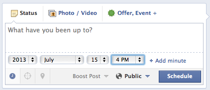 Use Facebooks post schedule to schedule your future posts.