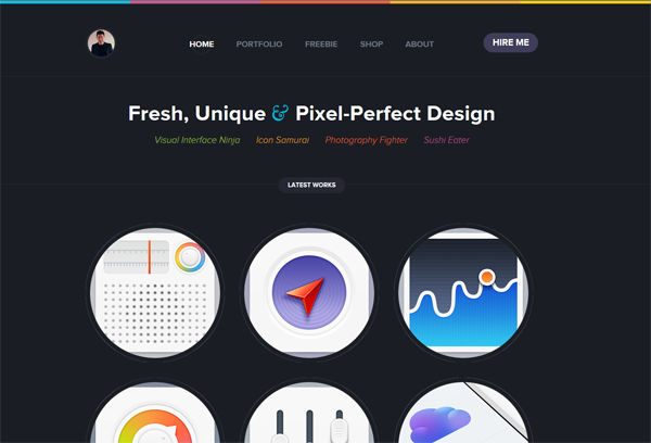 Jackie Tran uses an app style interface for his website.