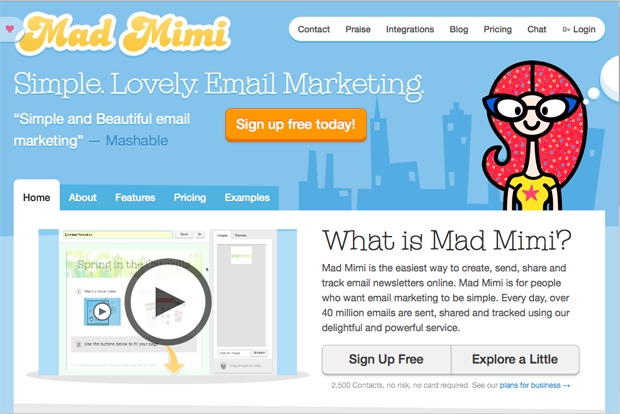 Mad Mimi offers a free trial of its very easy to use email marketing system.