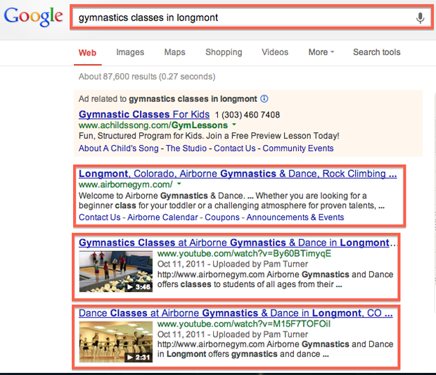 YouTube videos can make it to the front page of Google.