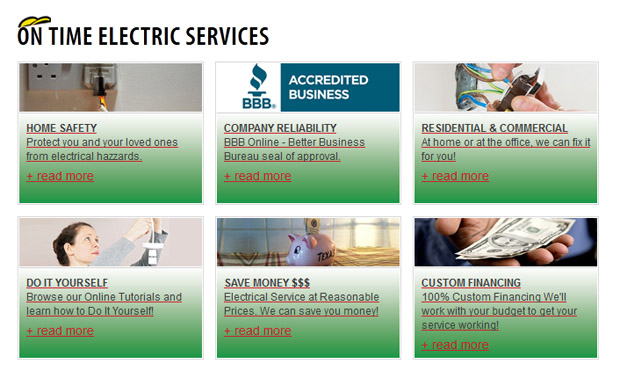 Hard to read On Time Electric services section.