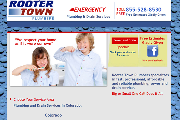 Rooter Town home page.