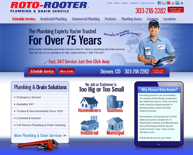 Roto-Rooter home page.