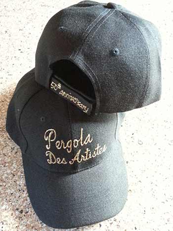 Baseball caps given to patrons of a local restaurant touting their 50th anniversary