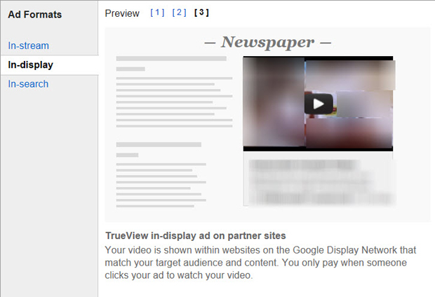 In-display ads appear as video display ads on Google Display Network sites.